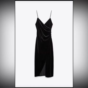 ZARA WRAP VELVET DRESS NWT